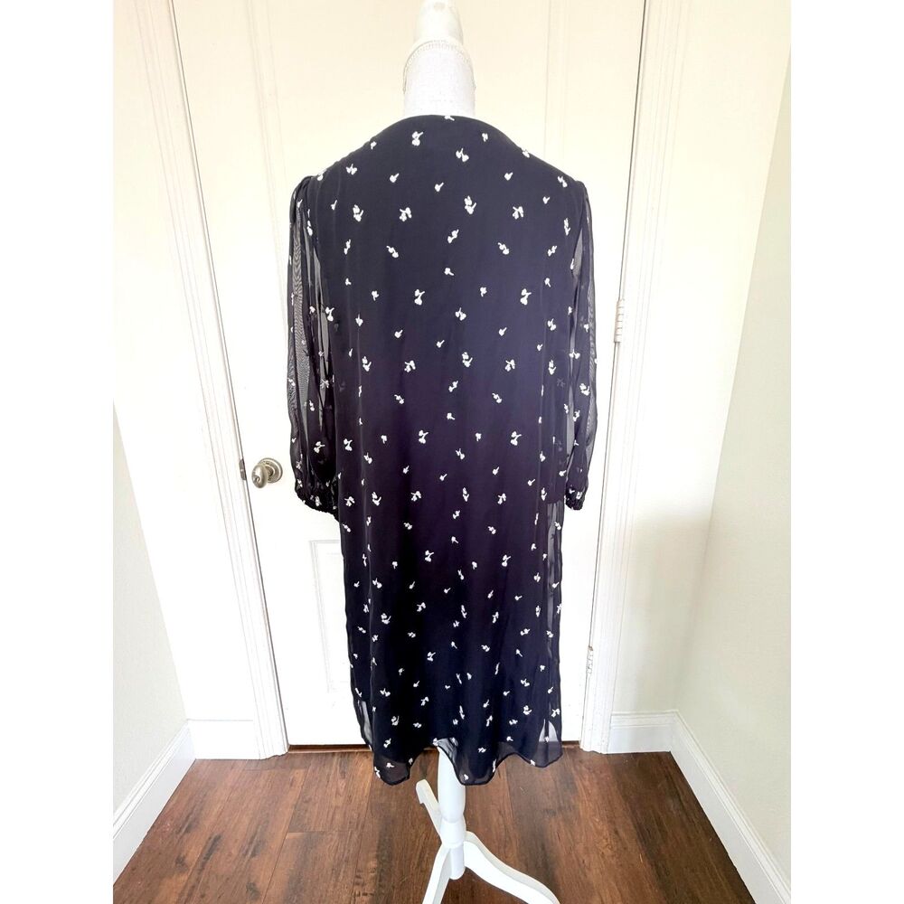 DKNY Black Pleated Chiffon Midi Dress Size 12 NWT - Picture 4 of 7